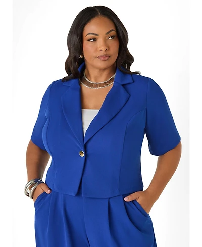 Ashley Stewart Women's Cropped Crepe Blazer