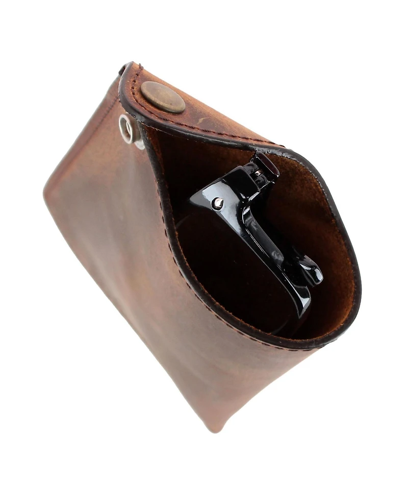 Trafalgar Men's Doyle Crazy Horse Leather Snap Closure Glass Case