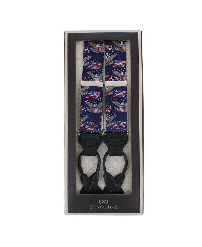 Trafalgar Legacy Soars Patriotic Bald Eagle Silk Novelty Button End Suspenders