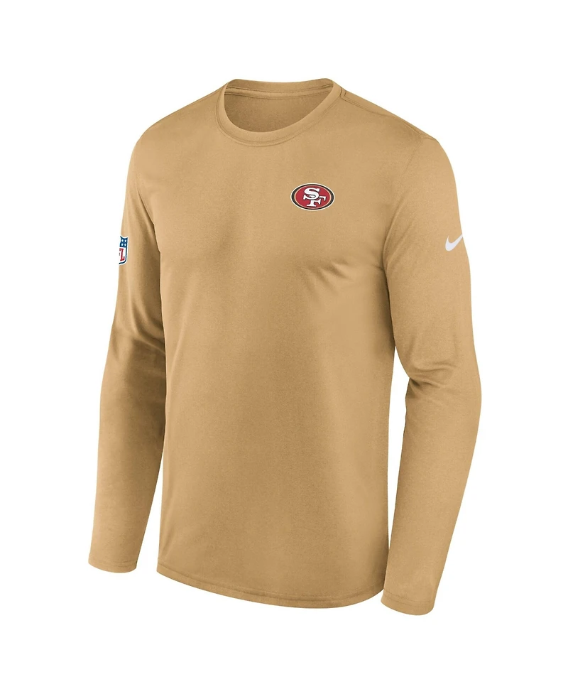 Nike Men's Gold San Francisco 49ers Sideline Small Logo Legend Dri-fit Long Sleeve T-Shirt