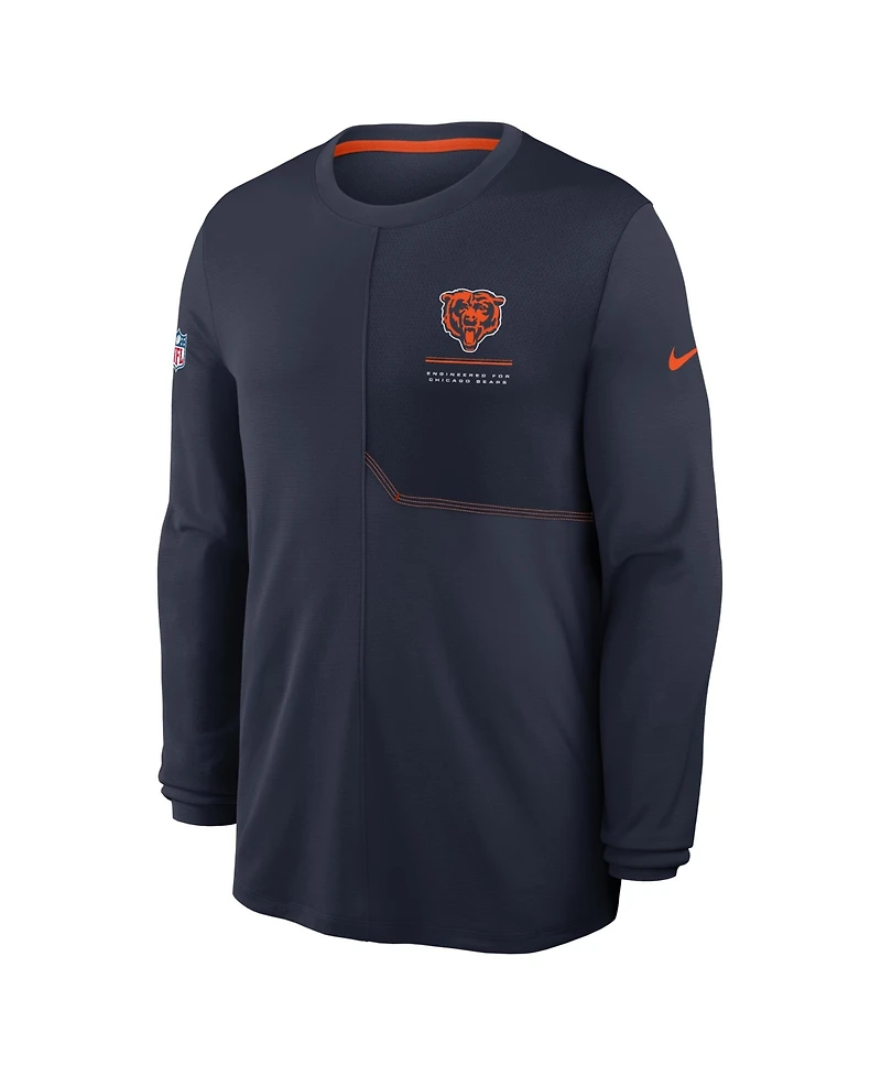 Nike Men's Navy Chicago Bears Sideline Coaches Uv Dri-fit Long Sleeve T-Shirt