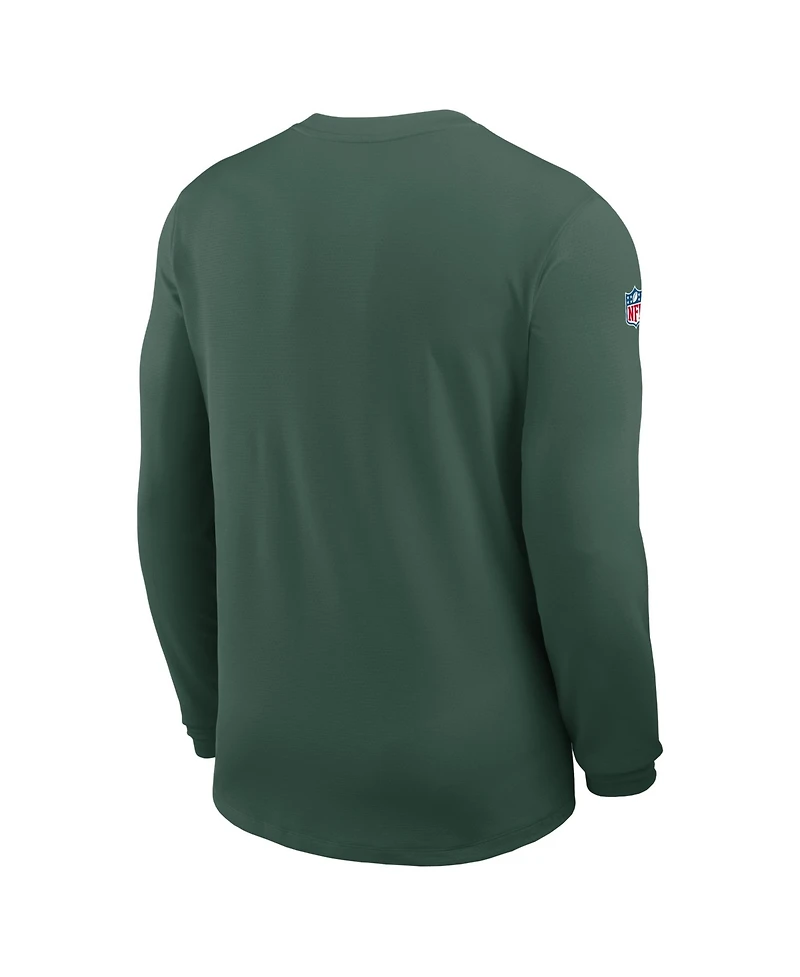 Nike Men's Green Bay Packers Sideline Coaches Uv Dri-fit Long Sleeve T-Shirt