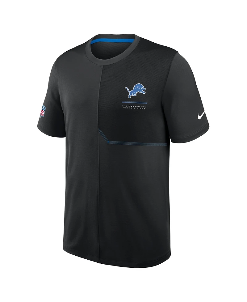 Nike Men's Black Detroit Lions Sideline Uv Dri-fit Coaches T-Shirt