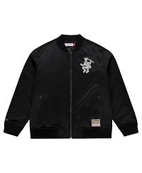 Mitchell & Ness Men's Black Boston Celtics Chrome Satin Bomber Full-Zip Jacket