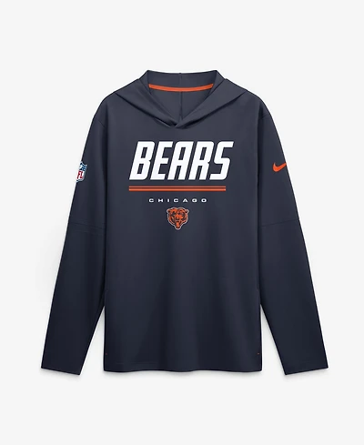 Nike Men's Navy Chicago Bears Sideline Lightweight Long Sleeve Dri-fit Hoodie