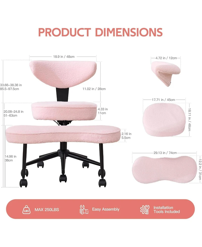 gaomon Ergonomic Cross-Legged Office Chair, Adjustable Height and Lumbar Support, 360 Degree Swivel, Wide Meditation and Kneeling Seat