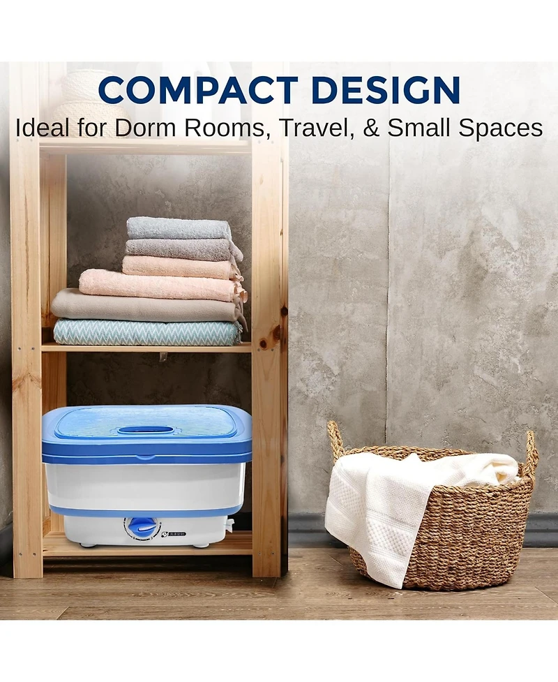 Pure Clean Portable Mini Washing Machine Lightweight Collapsible Bucket - Perfect for Camping, Travelling, Apartment