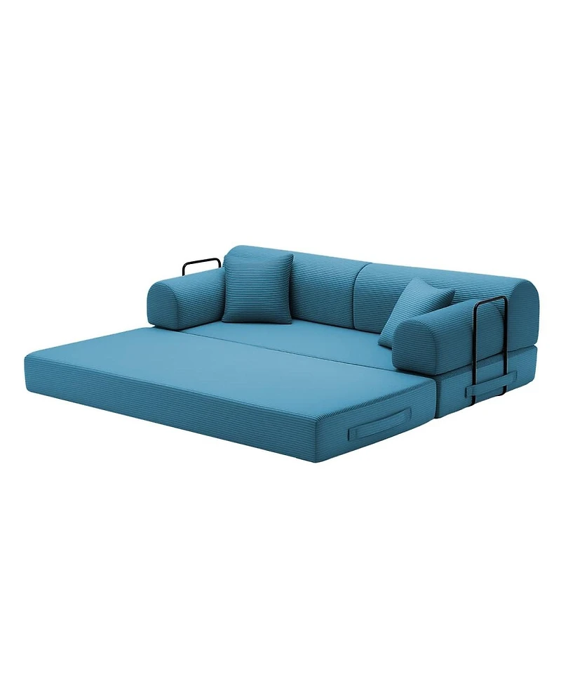 Maison Boucle 78.74'' Corduroy Convertible Sleeper Sofa Bed, 3 Seater, Floor