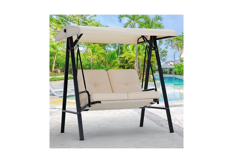 Aecojoy 2-Seat Porch Swings with Adjustable Canopy