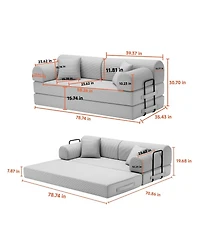 Maison Boucle 78.74'' Corduroy Convertible Sleeper Sofa Bed, 3 Seater, Floor