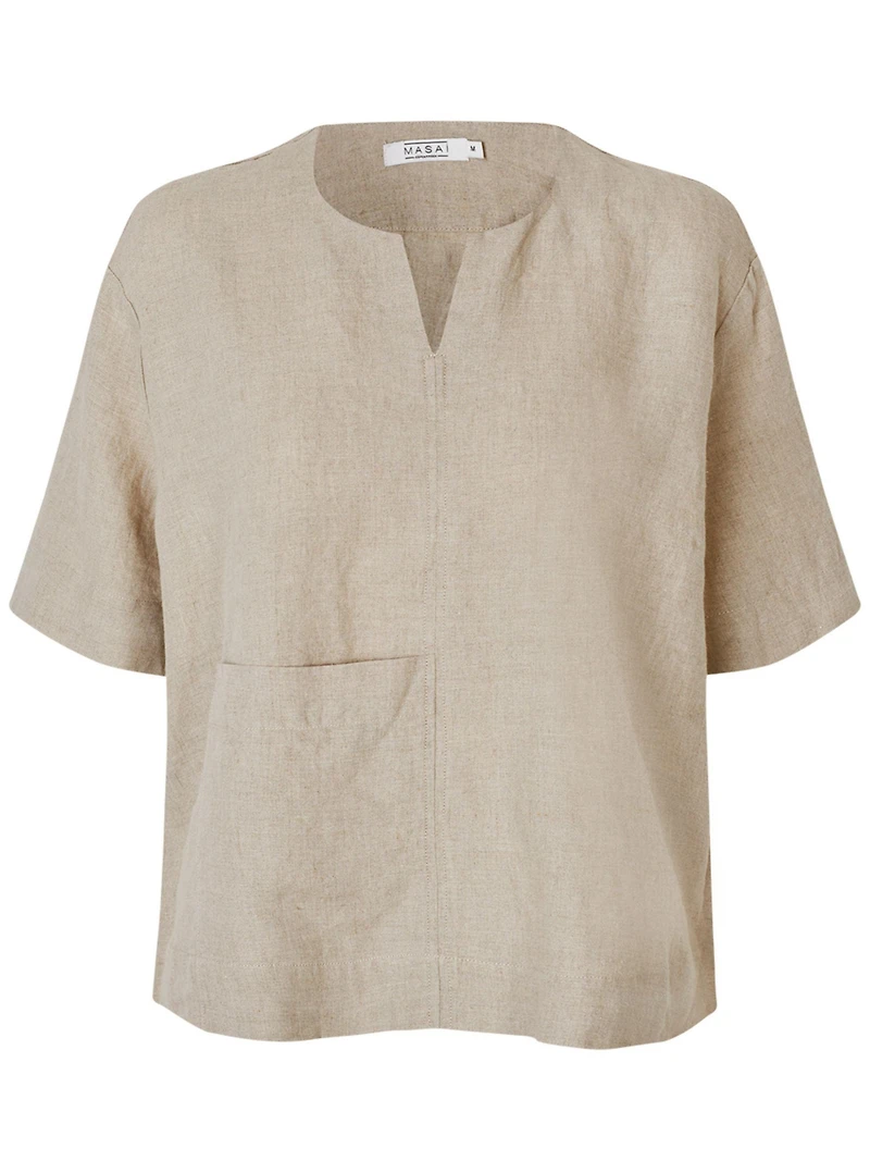 Masai Copenhagen Women's Madolorea Linen Short Sleeve Tunic Top