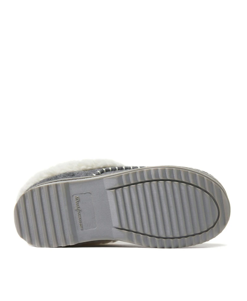 Dearfoams Women's Nyla Felted Plaid Moc Toe Clog Slippers
