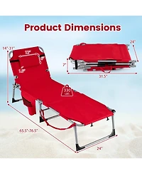 Gouun Set of 2 Portable Tanning Chairs with 4-Level Adjustable Backrest