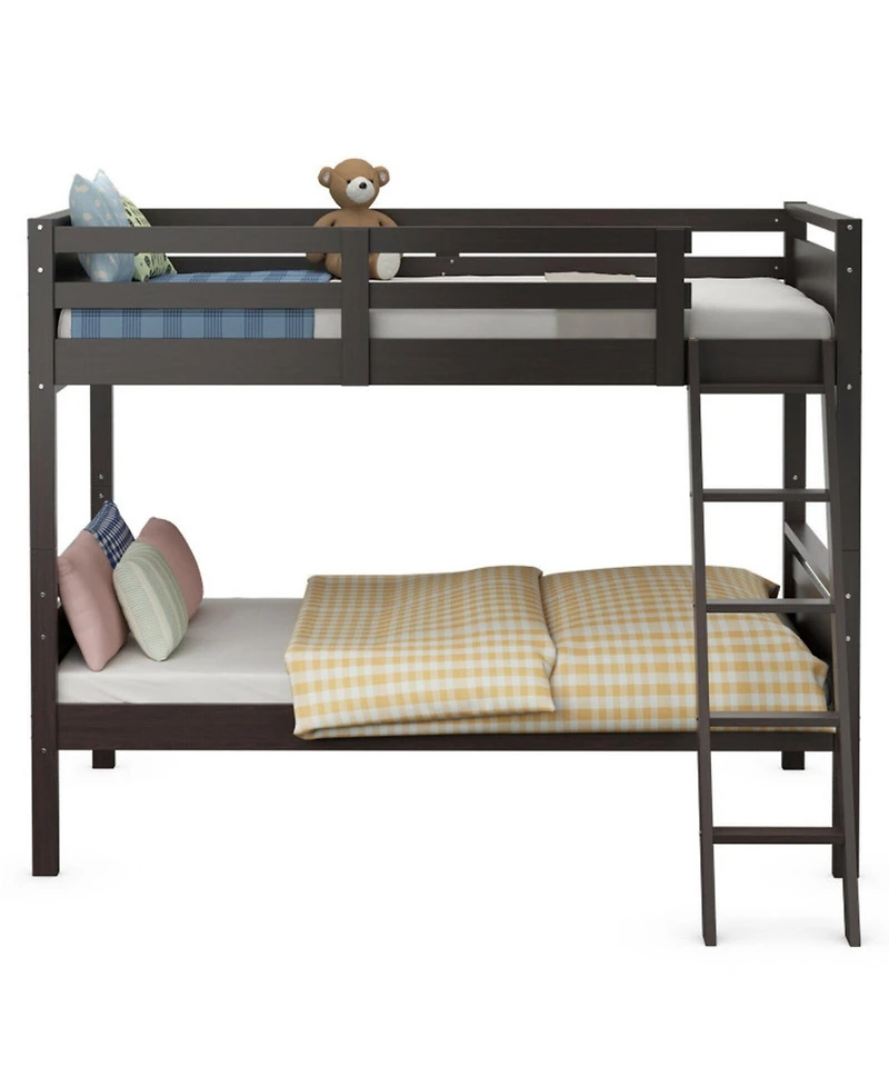 Gouun Convertible Twin Over Twin Bunk Bed with Guardrail and Ladder