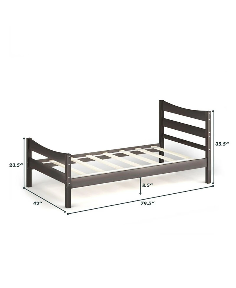 Gouun Twin Size Rustic Platform Bed Frame with Headboard and Footboard