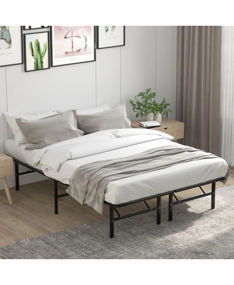 Gouun Full Size Foldable Metal Platform Bed with Tool-Free Assembly