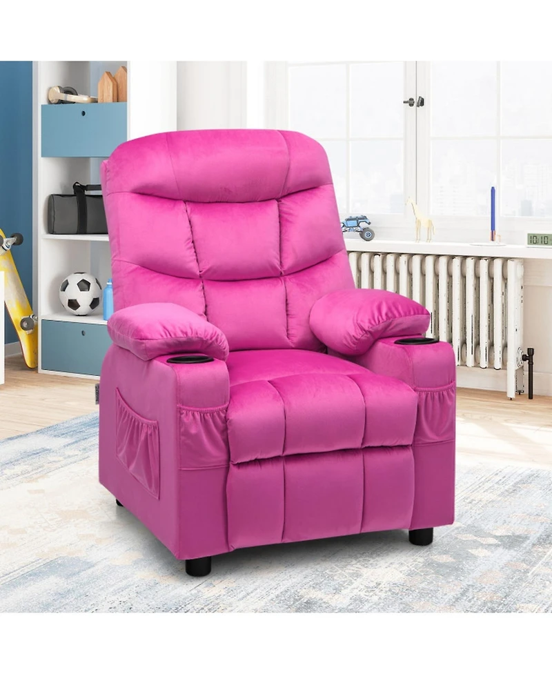 Gouun Padded Kids Recliner Chair with Cup Holder and Footrest
