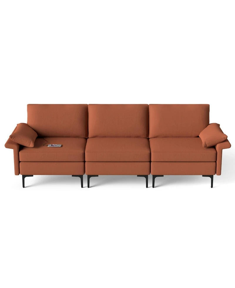 Gouun 3-Seat Sectional Sofa with Metal Legs and Usb Charging Ports