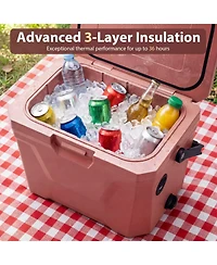 Gouun 21-Quart Hard Shell Insulated Ice Chest Cooler with Cup Holders