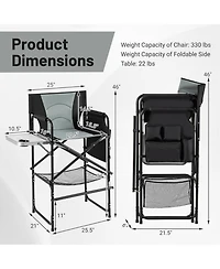 Gouun 46-Inch Tall Director's Chair with Side Table and Footrest
