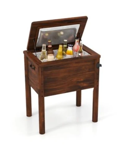 Gouun 54-Quart Insulated Wooden Patio Cooler with Bottle Opener