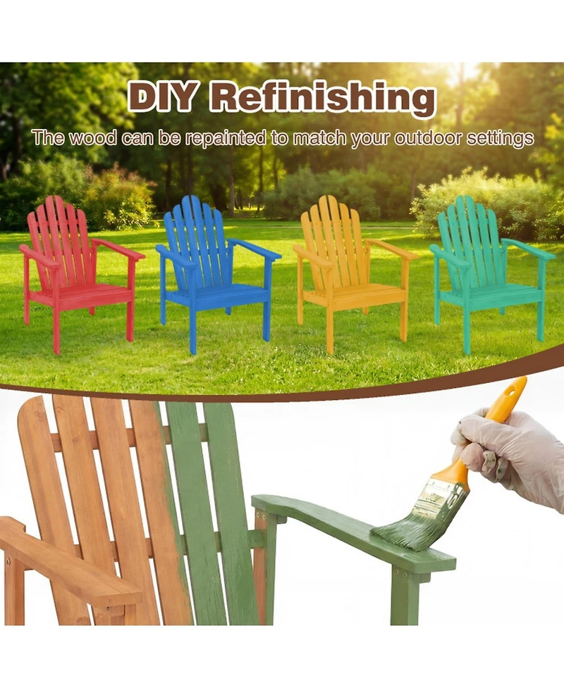 Gouun Stackable Acacia Wood Adirondack Chair Set of 2 with Side Table