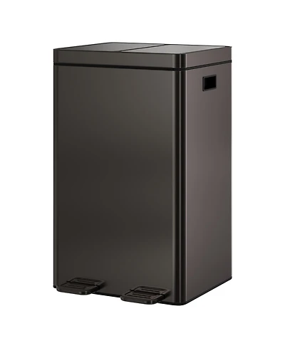 gaomon2×8-gallon double-bin stainless steel trash can set with a foot pedal and soft-close lid, suitable for kitchens, living rooms, bedrooms