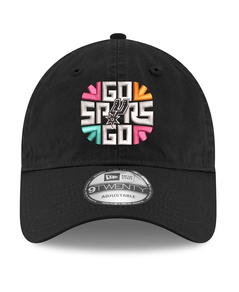 New Era Men's Black San Antonio Spurs Slogan 9TWENTY Adjustable Hat