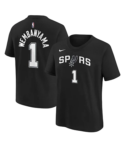 Nike Big Boys and Girls Victor Wembanyama Black San Antonio Spurs Icon Name Number T-Shirt