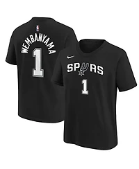 Nike Big Boys and Girls Victor Wembanyama Black San Antonio Spurs Icon Name Number T-Shirt