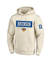 Profile Men's Jalen Brunson Cream New York Knicks Big Tall Name Number Hoodie