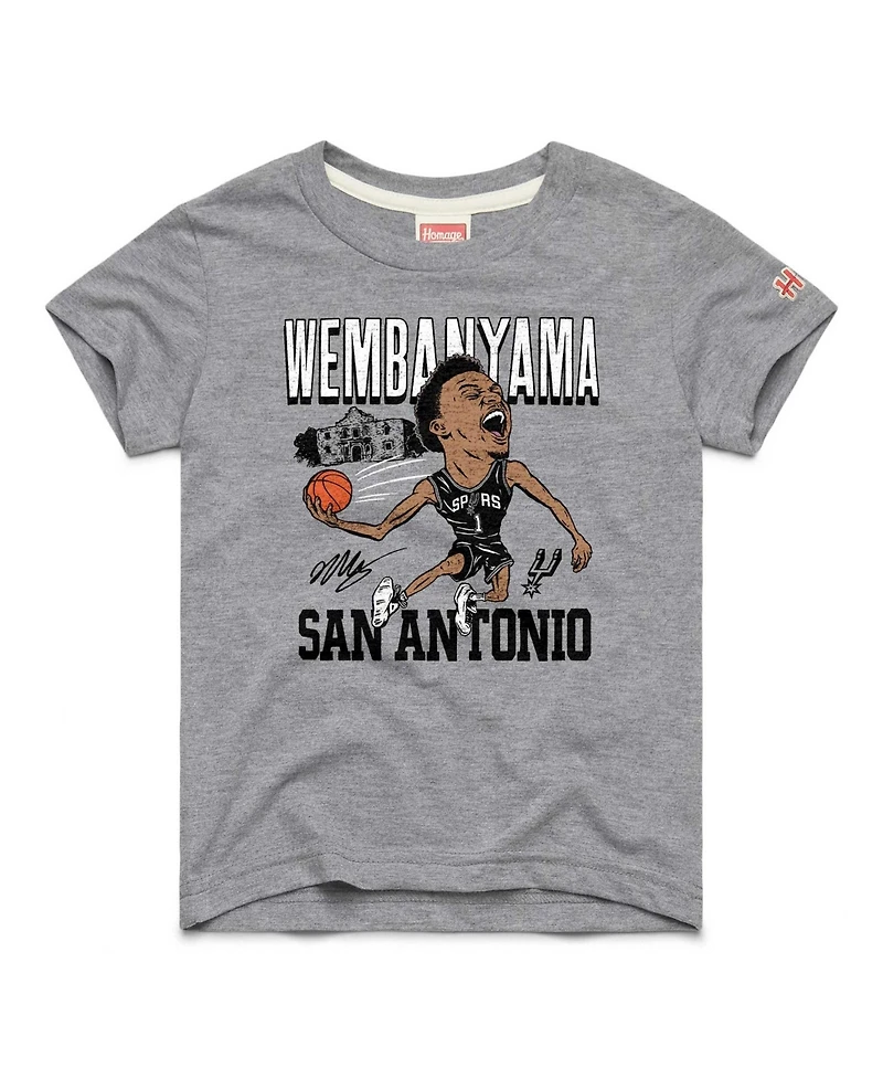 Homage Big Boys and Girls Victor Wembanyama Gray San Antonio Spurs Caricature Tri-Blend T-Shirt