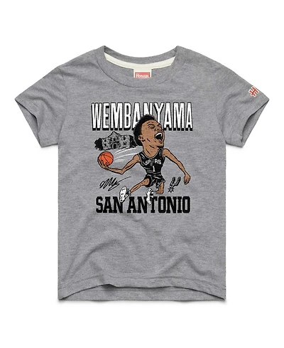 Homage Big Boys and Girls Victor Wembanyama Gray San Antonio Spurs Caricature Tri-Blend T-Shirt