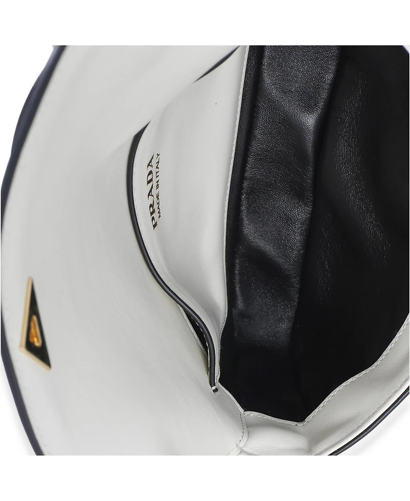 Pre-Owned Prada White Smooth Calfskin Triangle Logo Flap Bag