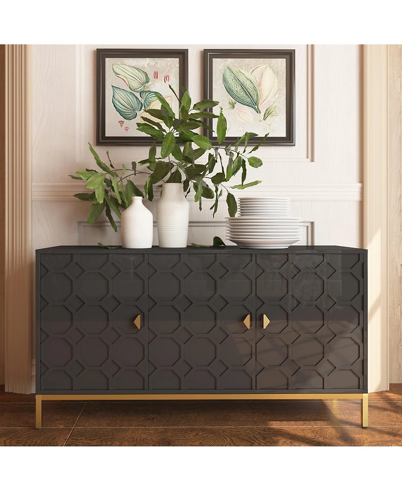 Clihome Freestanding Storage Cabinet 3-Door Accent