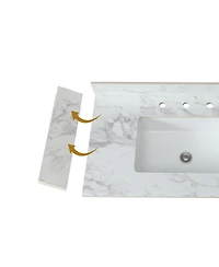 Sillysis 31/37/43 Inch Sintered Stone Bathroom Vanity Top with Rectangular Undermount Sink, 4 Inch Backsplash