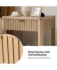Hulala Home Eustacio Modern 23.75"W Fogarty Oak Grain Fluted End Table