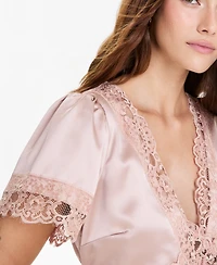 And Now This Women's Satin Lace-Trim Midi Dress, Macy's Exclusive