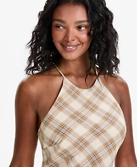 And Now This Women's Cotton Plaid Cami-Strap Asymmetric Dress, Macy's Exclusive