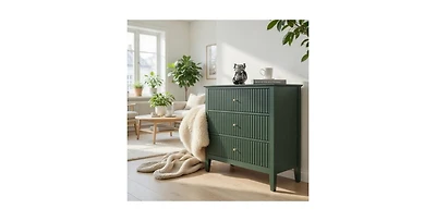 Lucky One 32"W Wide Fluted Nightstand with 3-Drawer