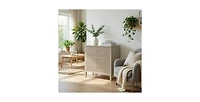Lucky One 32"W Wide Fluted Nightstand with 3-Drawer