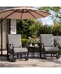homfan Set of 2 Patio Glider, Outdoor Glider Chair with Removable Cushion and Heavy Duty Metal Frame for Garden or Yard