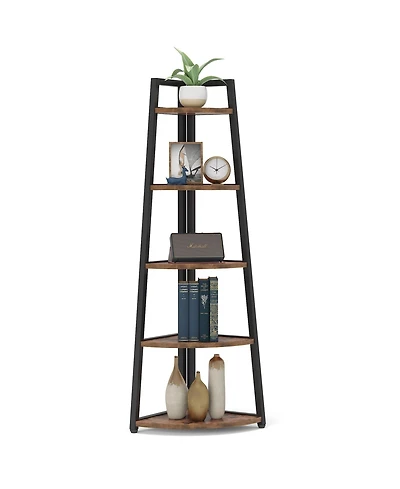 Slickblue 70" Corner Shelf, 5 Tier Corner Storage Rack Ladder Bookcase
