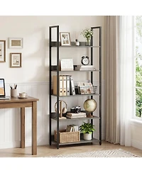 Slickblue Modern 5-Tier Wooden Bookshelf with Open Shelves and Back