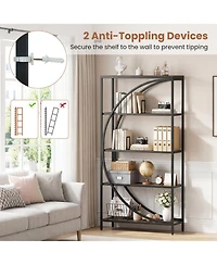 Slickblue Modern 5-Tier Half-Moon Bookcase for Living Room Decor