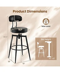 Slickblue Set of 2 Bar Stools Swivel Design with Faux Leather Cushion Seating