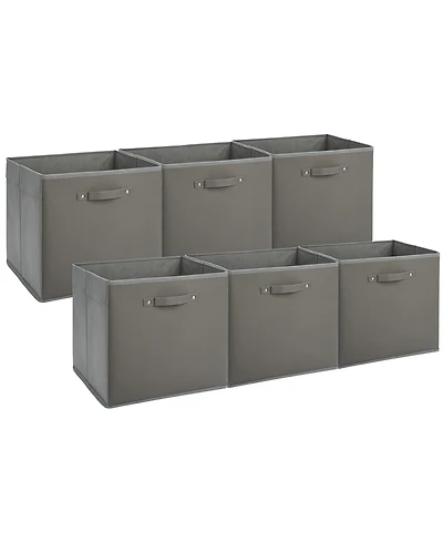 homfan 6-Pack Foldable Fabric Storage Bins with Faux Leather Handles, 13 Inch Cube Organizer Baskets for Shelves and Closet