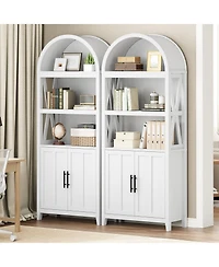 Slickblue Modern Farmhouse 5-Tier Bookcase with Arched Design and Display Shelves