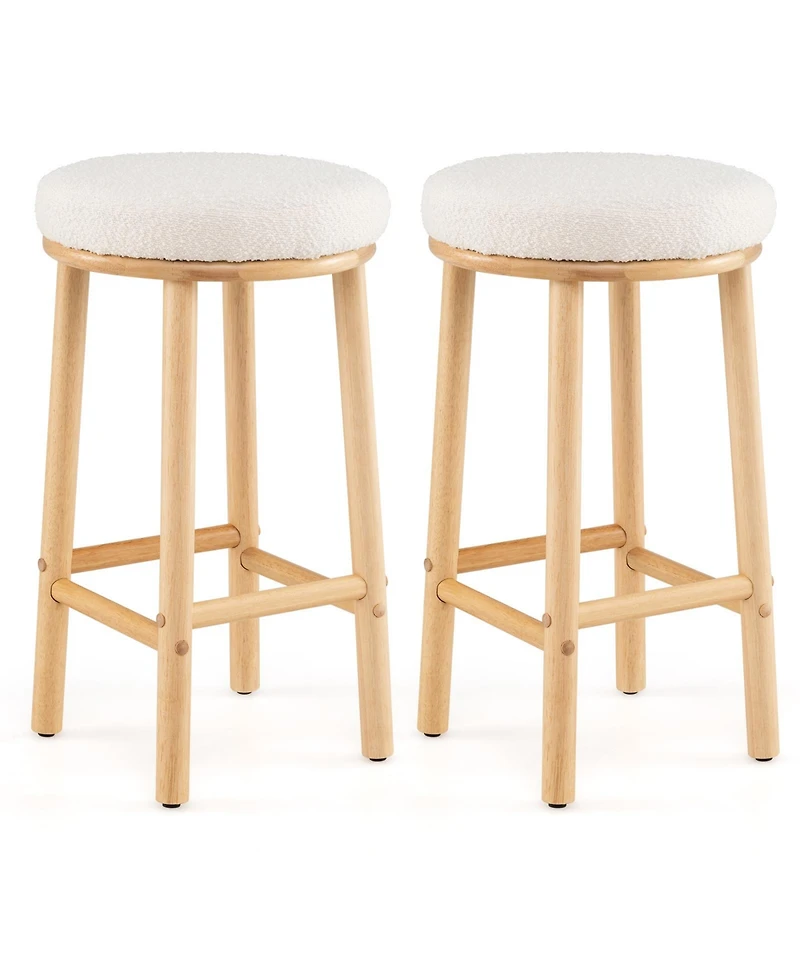 Slickblue Set of 2 Upholstered Bar Stools 27 Inch with Boucle Fabric Seating