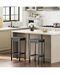 Slickblue Counter Height Bar Stools 2 Piece with Thick Padded Seat and Metal Base